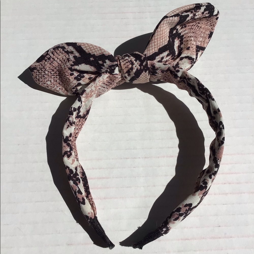 Neutral Snakeskin Knot Bow Headband